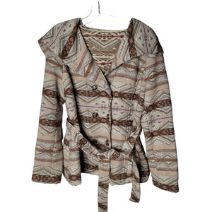 Anthropologie Daughters Of The Liberation Womens Sz Med Aztec Belted Jacket